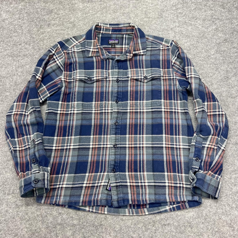 Patagonia Shirt Mens Medium Blue Plaid Flannel Organic Cotton Long Sleeve 42401